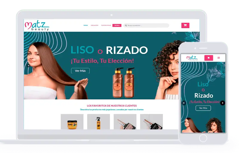 Mockup de Diseño Web y Portafolio de cliente Matz Beauty